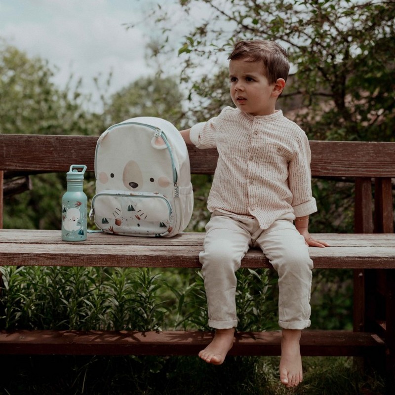 Zaino orso polare per bambini in formato A4 realizzato in cotone